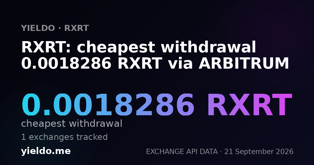 RXRT: cheapest withdrawal 0.0018286 RXRT via ARBITRUM