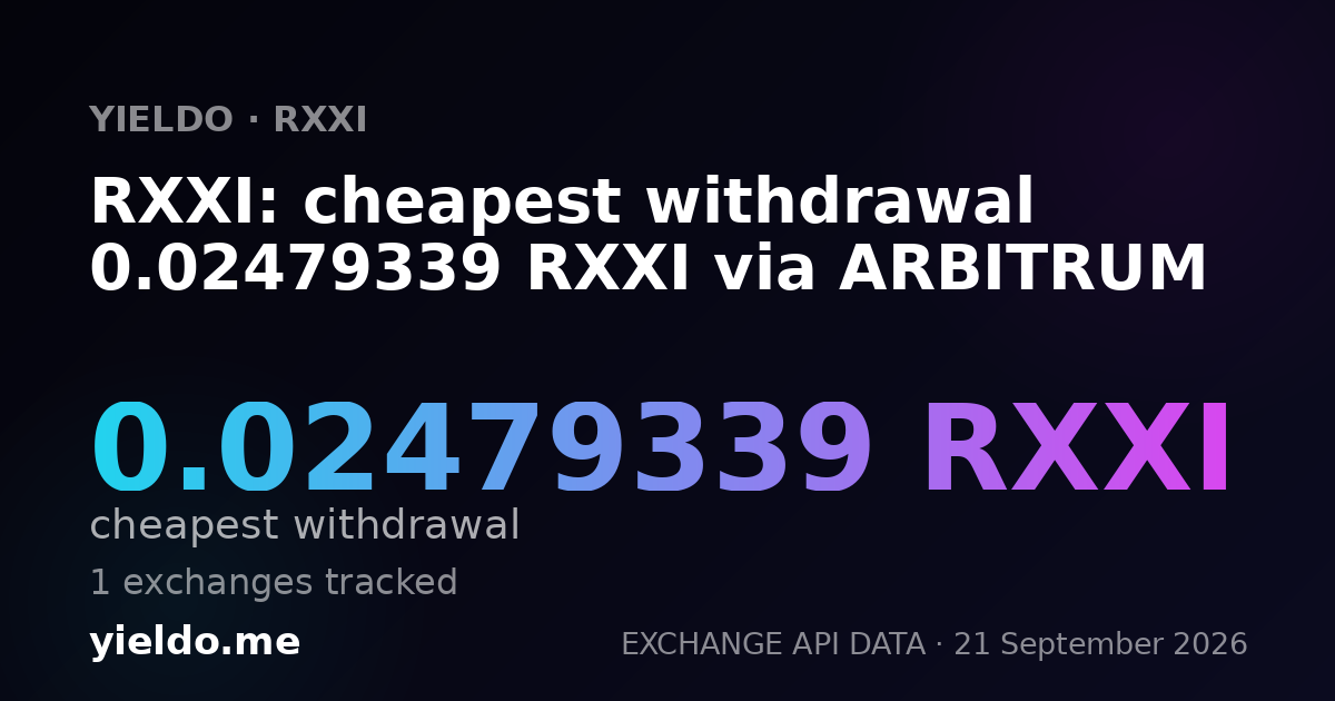 RXXI: cheapest withdrawal 0.02479339 RXXI via ARBITRUM