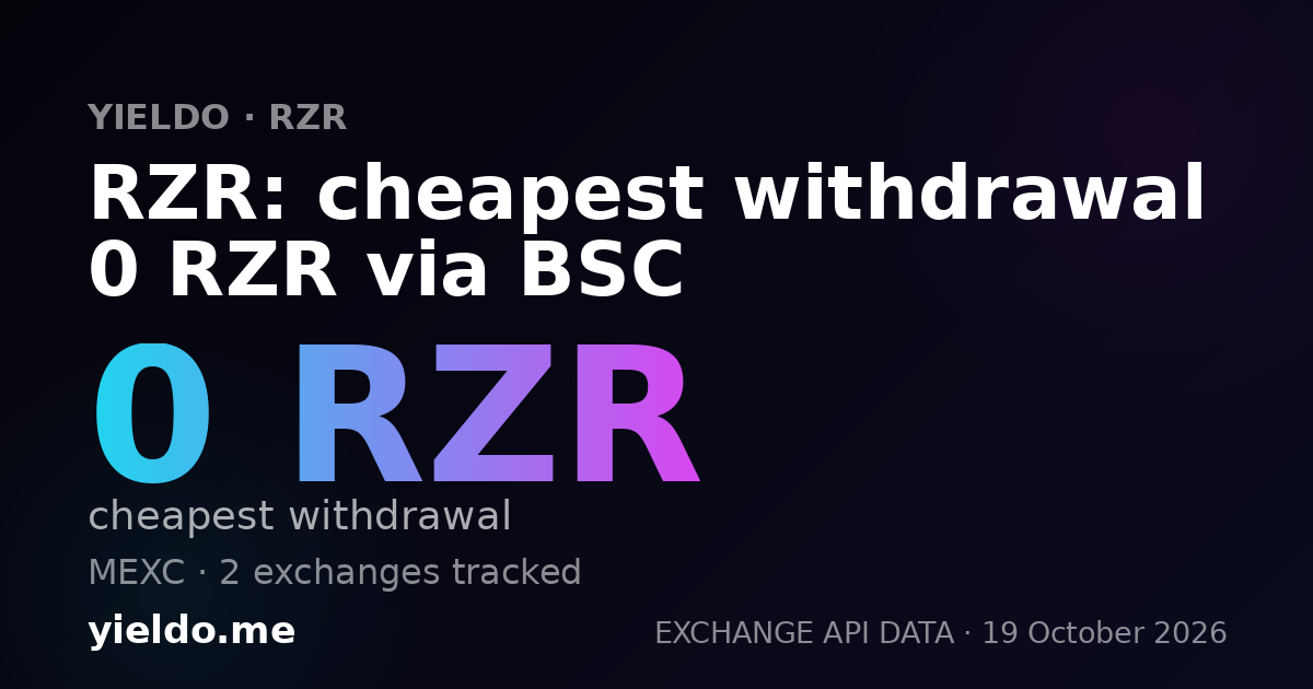 RZR: cheapest withdrawal 0 RZR via BSC