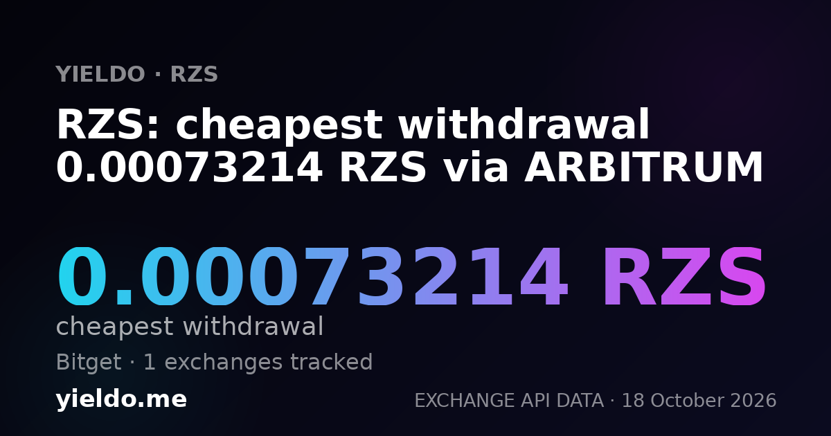 RZS: cheapest withdrawal 0.00073214 RZS via ARBITRUM