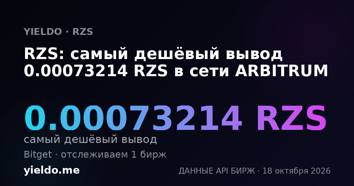 RZS: самый дешёвый вывод 0.00073214 RZS в сети ARBITRUM