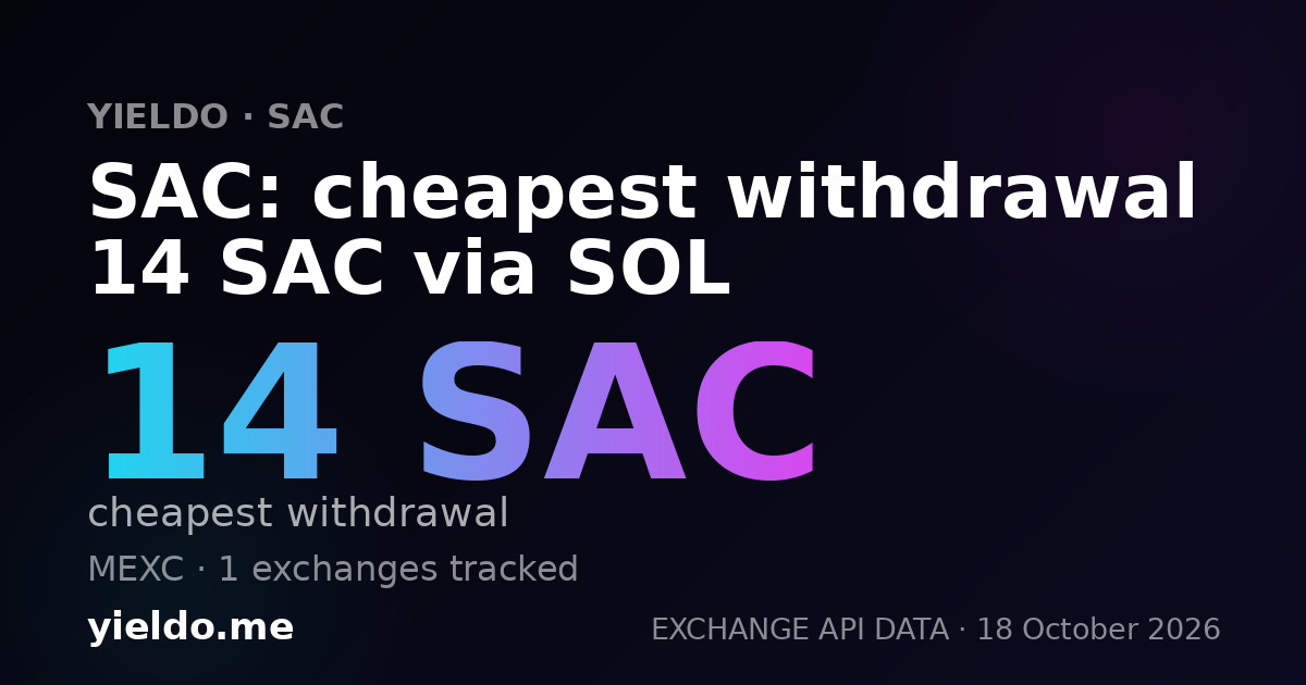 SAC: cheapest withdrawal 14 SAC via SOL