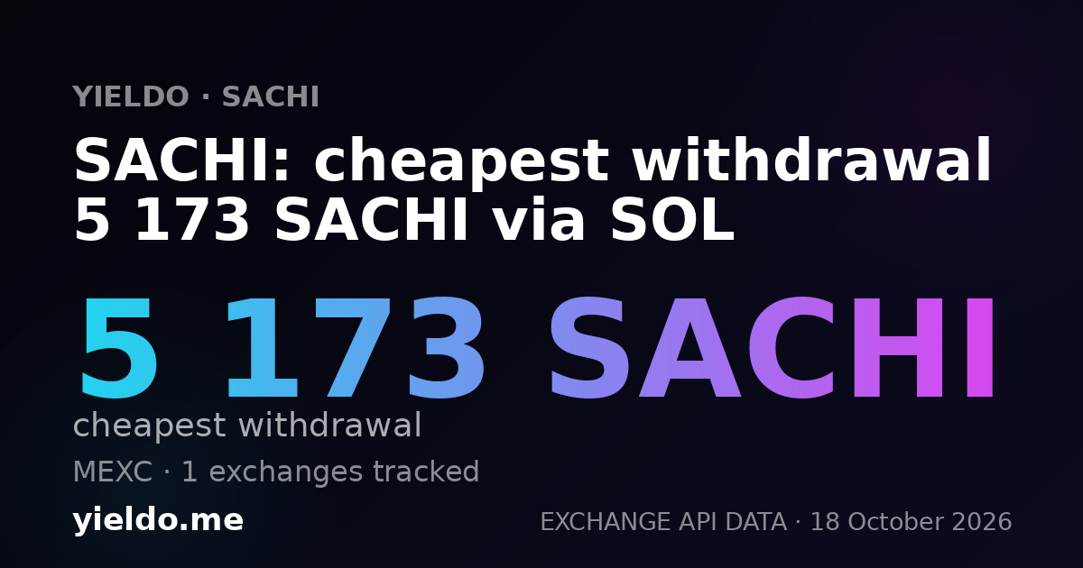 SACHI: cheapest withdrawal 5 173 SACHI via SOL