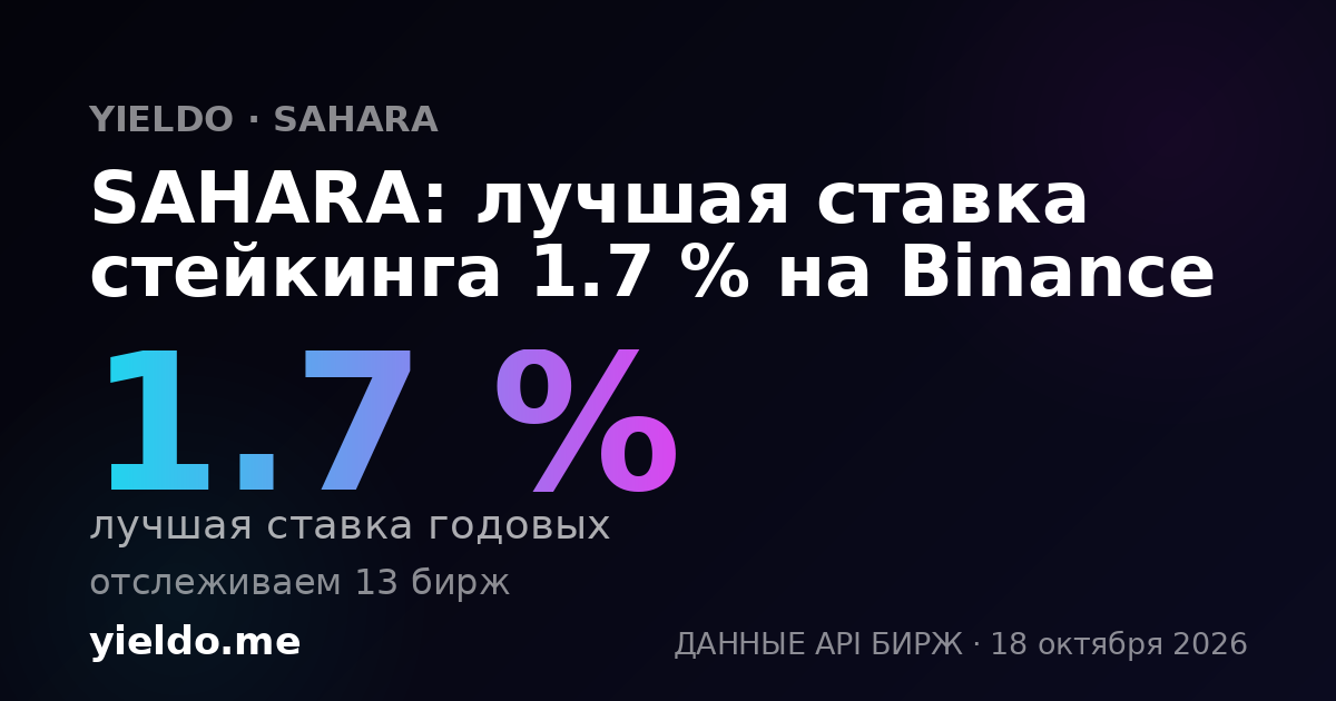 SAHARA: лучшая ставка стейкинга 1.7 % на Binance