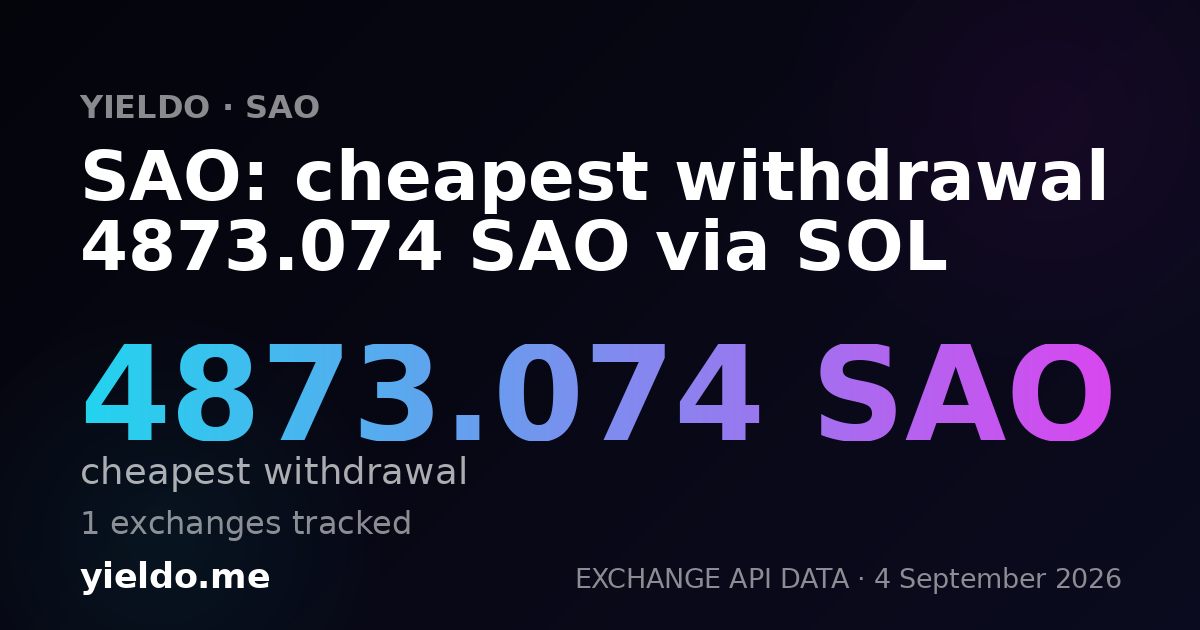 SAO: cheapest withdrawal 4873.074 SAO via SOL