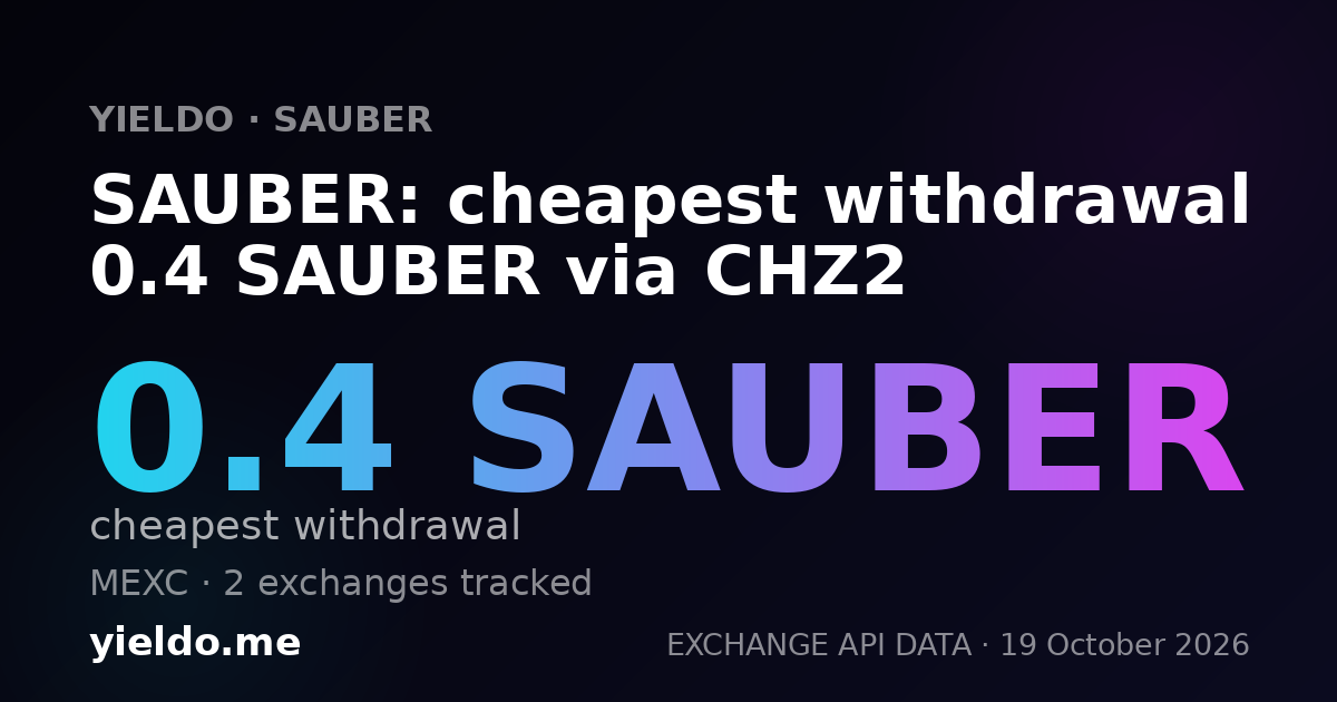 SAUBER: cheapest withdrawal 0.4 SAUBER via CHZ2
