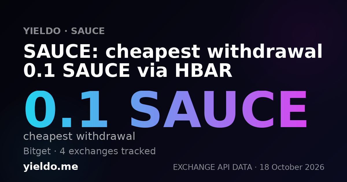SAUCE: cheapest withdrawal 0.1 SAUCE via HBAR