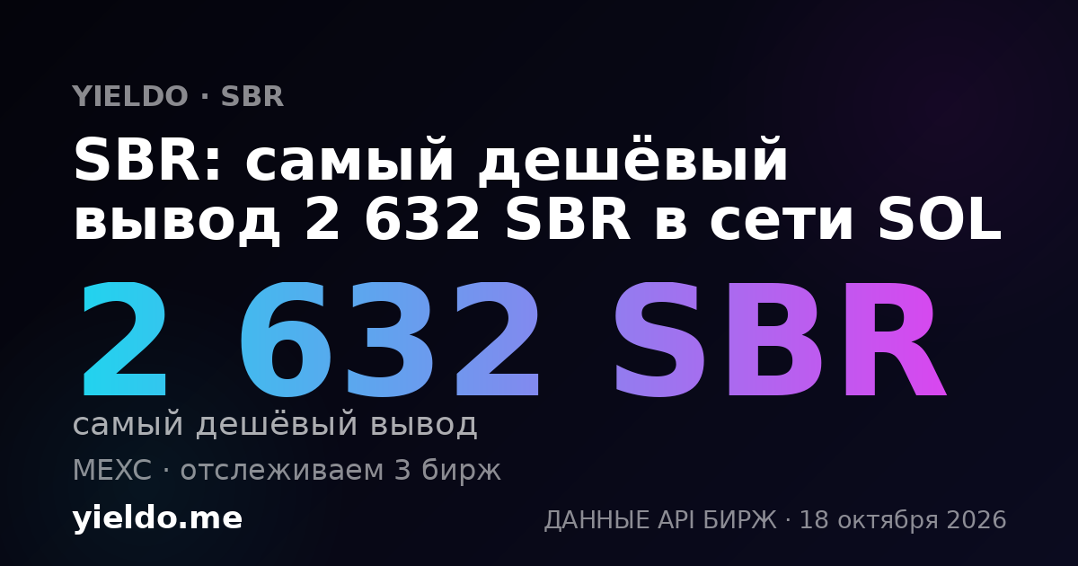 SBR: самый дешёвый вывод 2 632 SBR в сети SOL