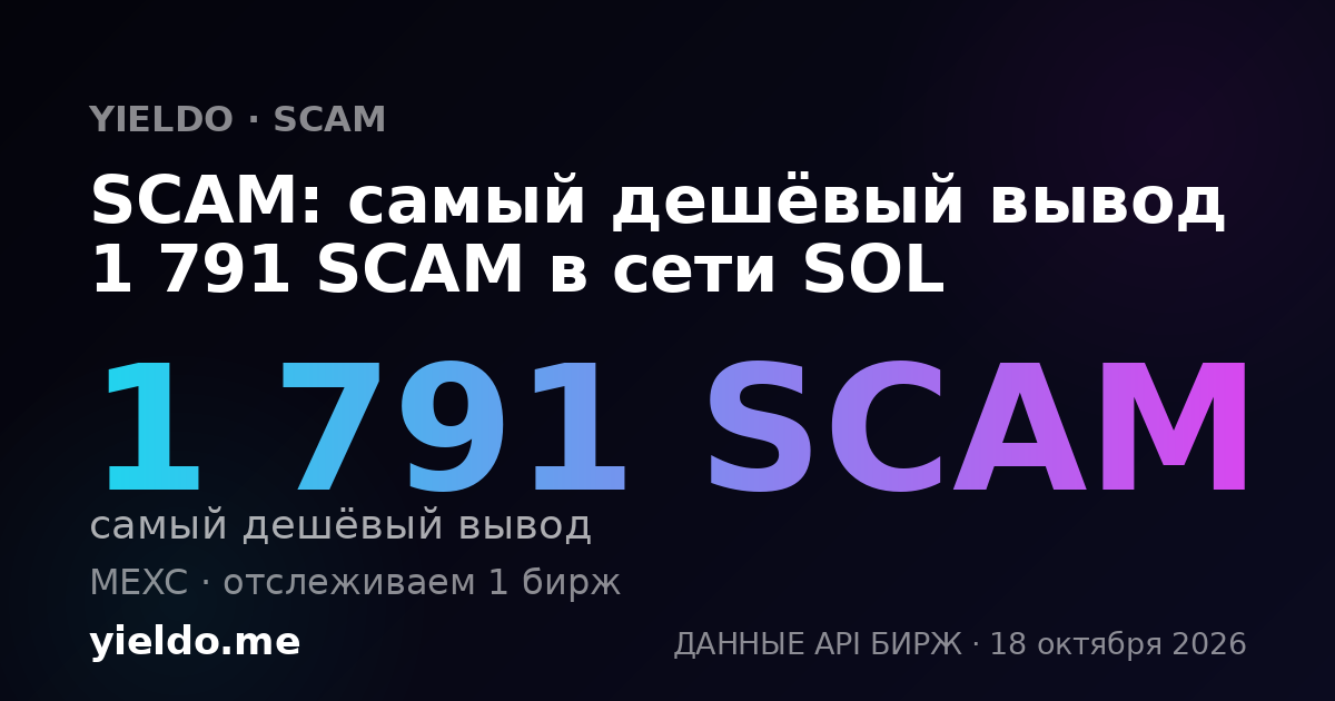 SCAM: самый дешёвый вывод 1 791 SCAM в сети SOL