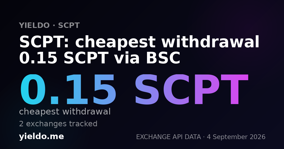 SCPT: cheapest withdrawal 0.15 SCPT via BSC