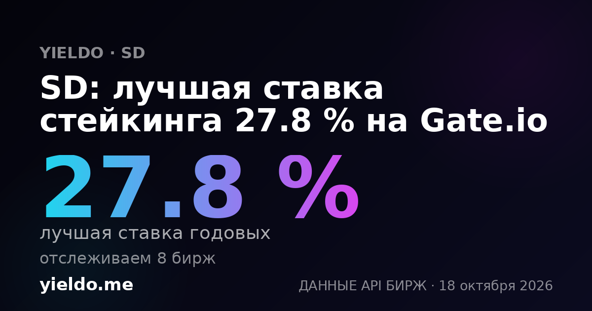 SD: лучшая ставка стейкинга 28.8 % на Gate.io