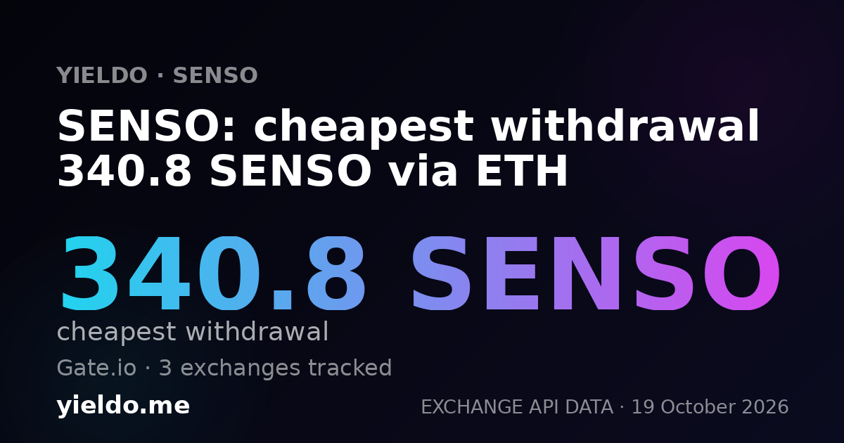 SENSO: cheapest withdrawal 340.8 SENSO via ETH