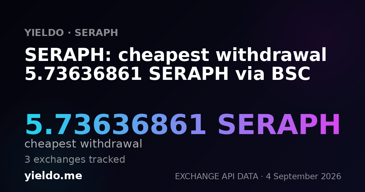 SERAPH: cheapest withdrawal 5.73636861 SERAPH via BSC