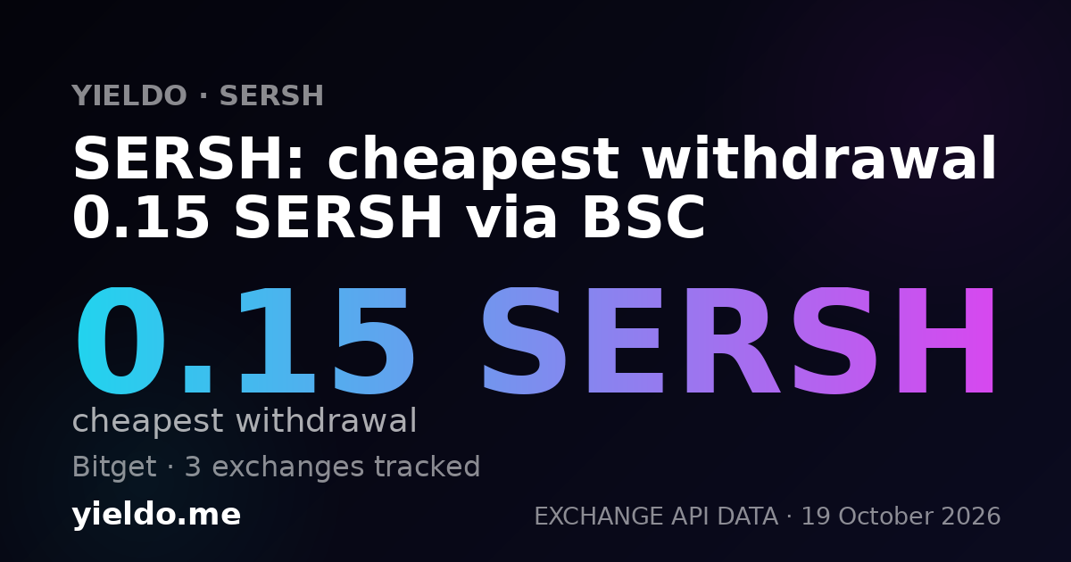 SERSH: cheapest withdrawal 0.15 SERSH via BSC