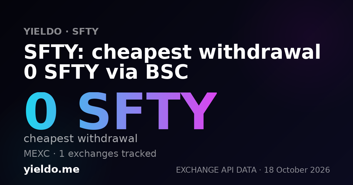 SFTY: cheapest withdrawal 0 SFTY via BSC
