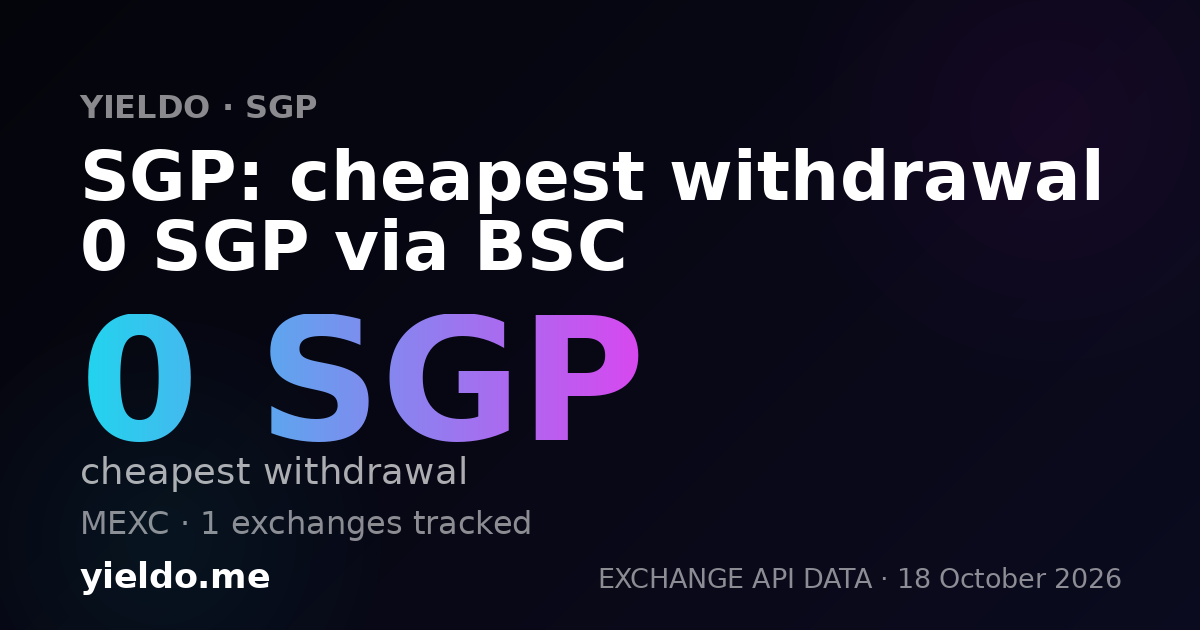 SGP: cheapest withdrawal 0 SGP via BSC