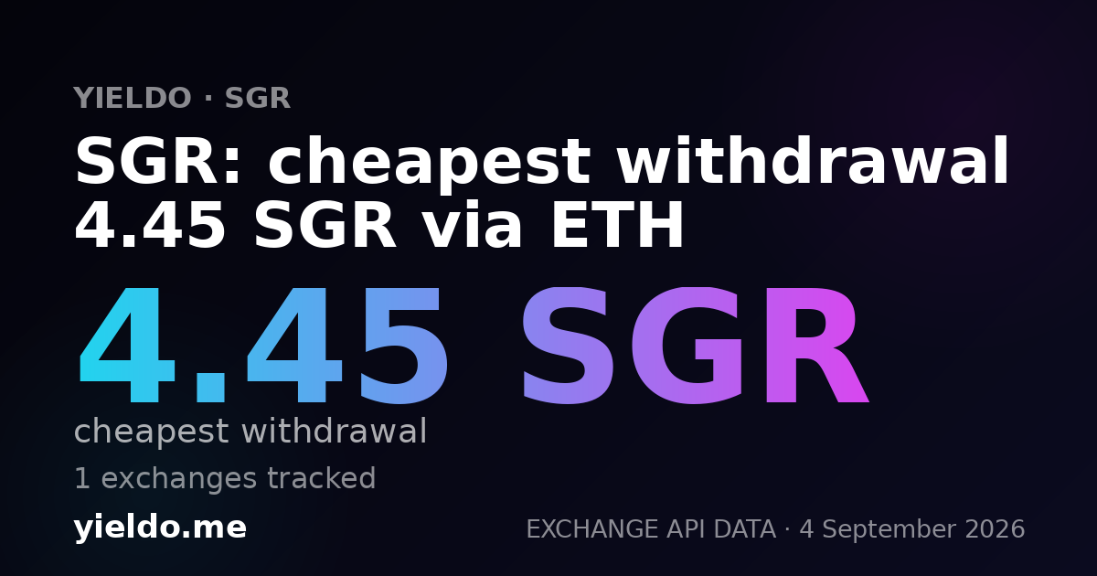 SGR: cheapest withdrawal 4.45 SGR via ETH