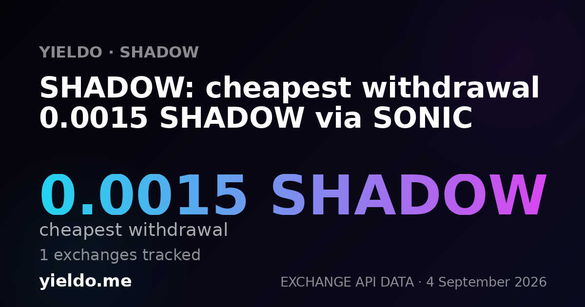 SHADOW: cheapest withdrawal 0.0015 SHADOW via SONIC