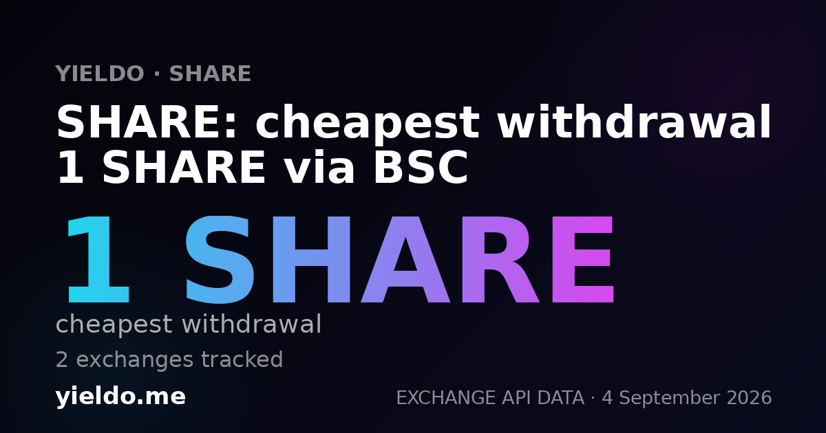 SHARE: cheapest withdrawal 1 SHARE via BSC