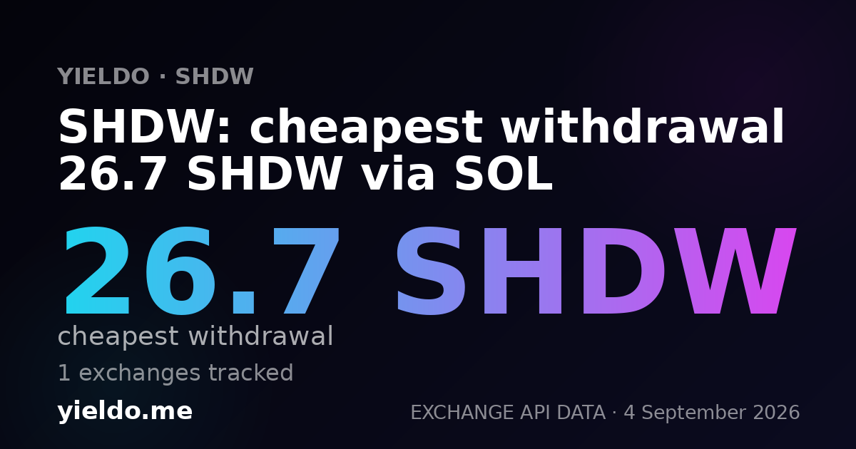 SHDW: cheapest withdrawal 26.7 SHDW via SOL