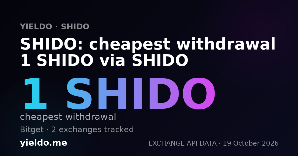 SHIDO: cheapest withdrawal 1 SHIDO via SHIDO