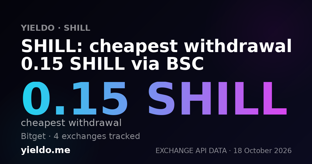 SHILL: cheapest withdrawal 0.15 SHILL via BSC