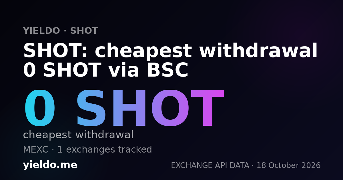 SHOT: cheapest withdrawal 0 SHOT via BSC