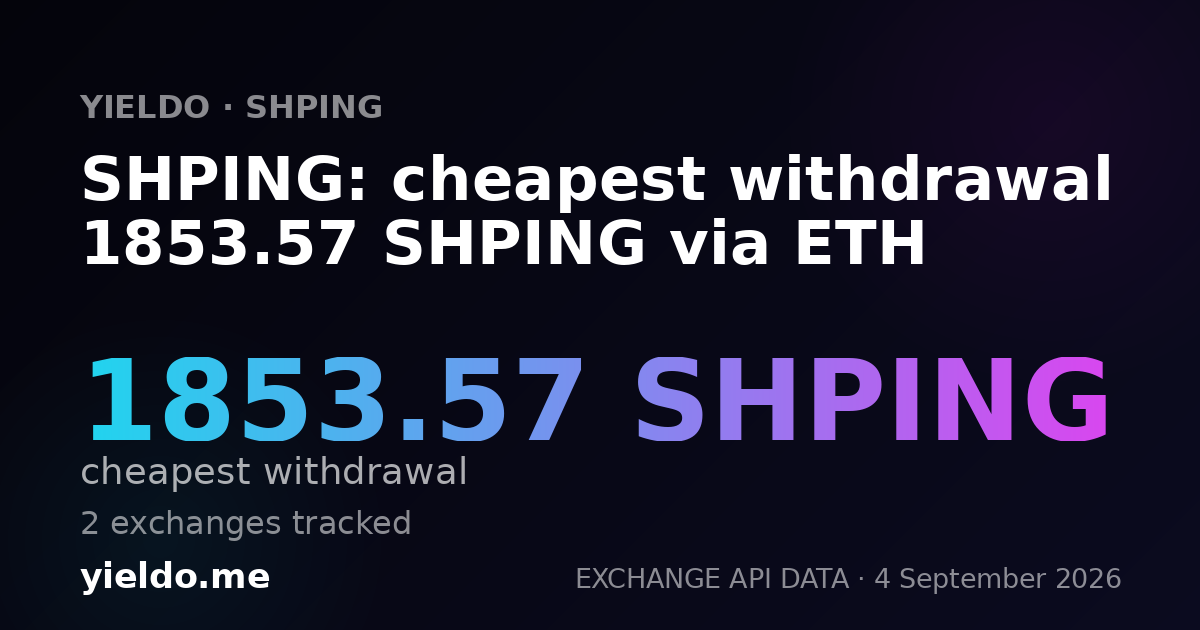 SHPING: cheapest withdrawal 1853.57 SHPING via ETH
