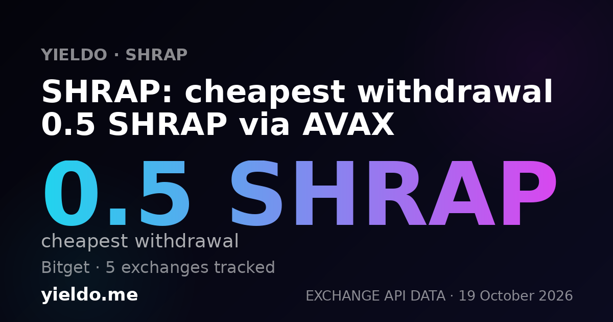 SHRAP: cheapest withdrawal 0.5 SHRAP via AVAX