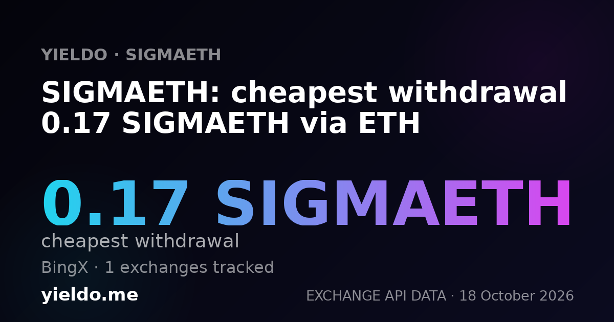 SIGMAETH: cheapest withdrawal 0.17 SIGMAETH via ETH