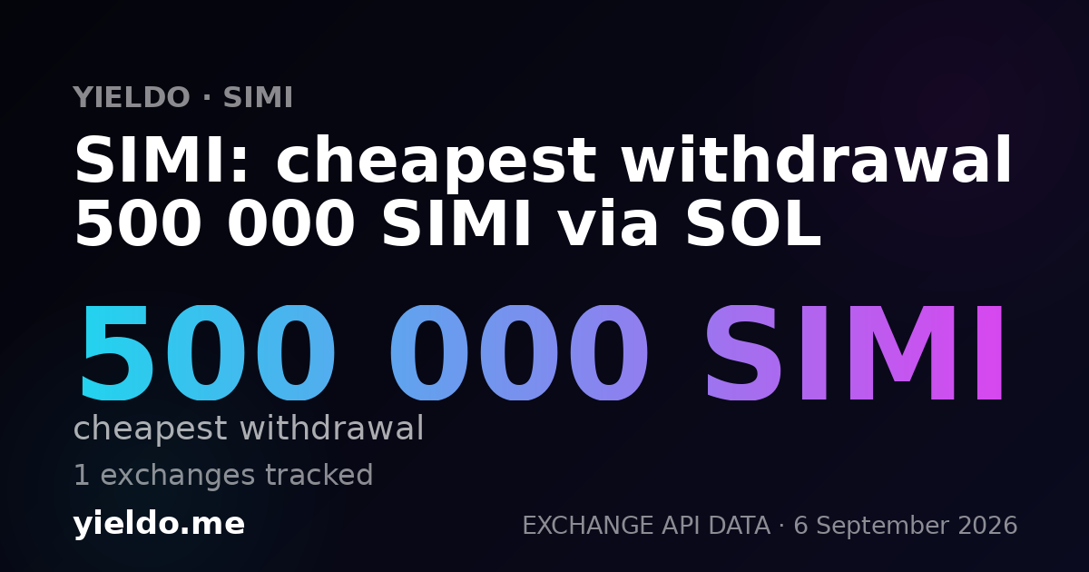 SIMI: cheapest withdrawal 500 000 SIMI via SOL