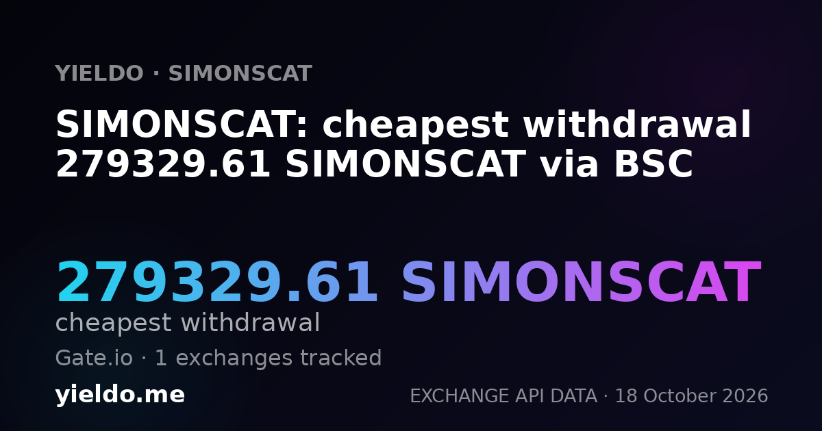 SIMONSCAT: cheapest withdrawal 279329.61 SIMONSCAT via BSC