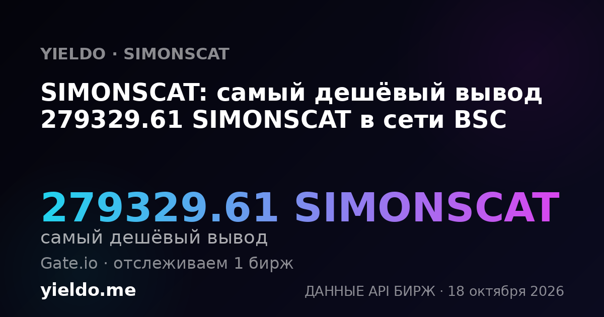SIMONSCAT: самый дешёвый вывод 279329.61 SIMONSCAT в сети BSC