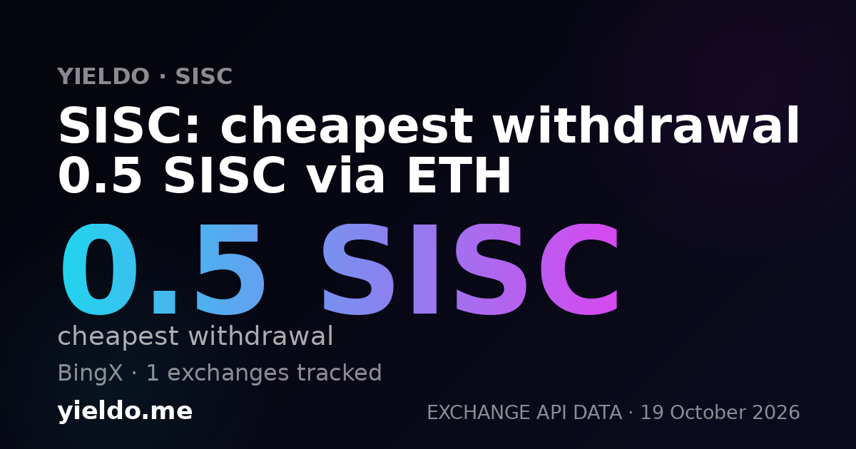 SISC: cheapest withdrawal 0.5 SISC via ETH