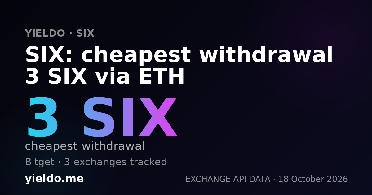 SIX: cheapest withdrawal 3 SIX via ETH