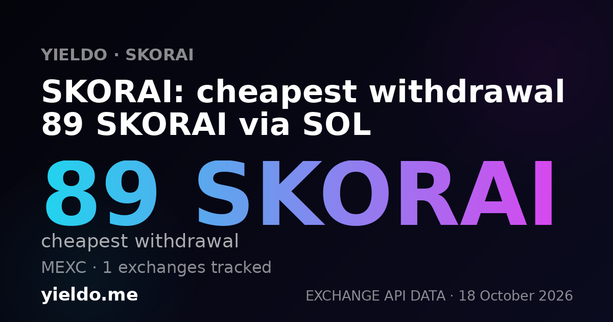 SKORAI: cheapest withdrawal 89 SKORAI via SOL