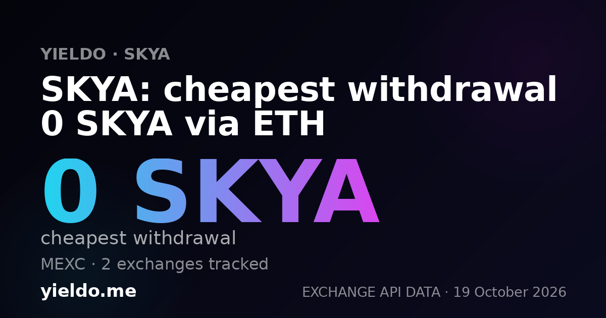 SKYA: cheapest withdrawal 0 SKYA via ETH