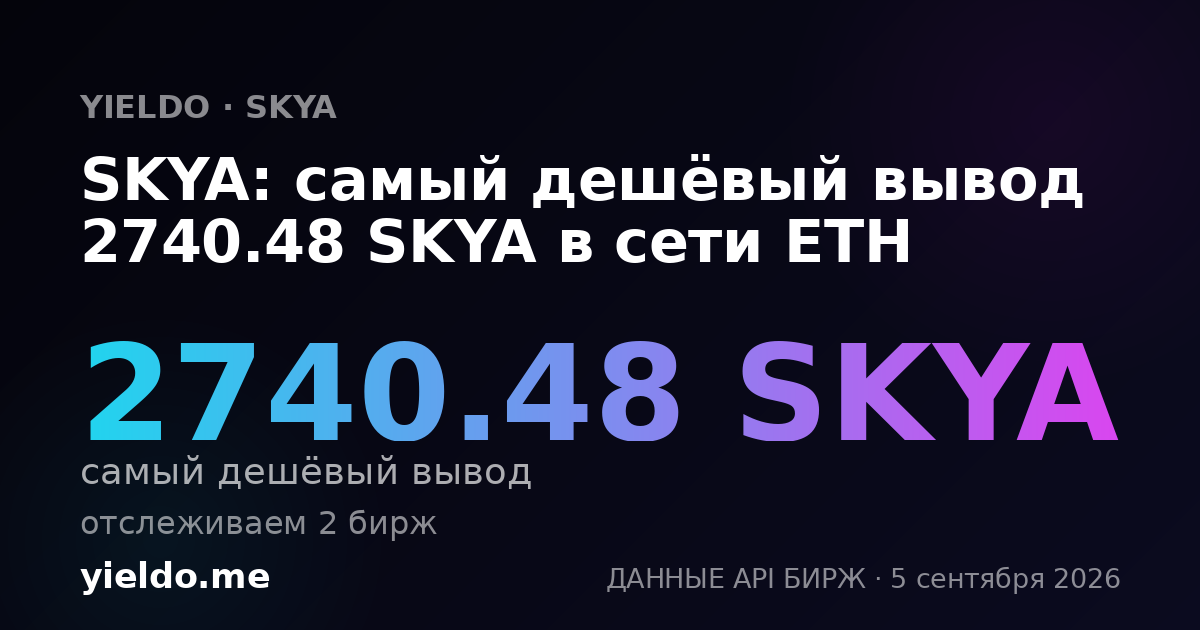 SKYA: самый дешёвый вывод 2740.48 SKYA в сети ETH
