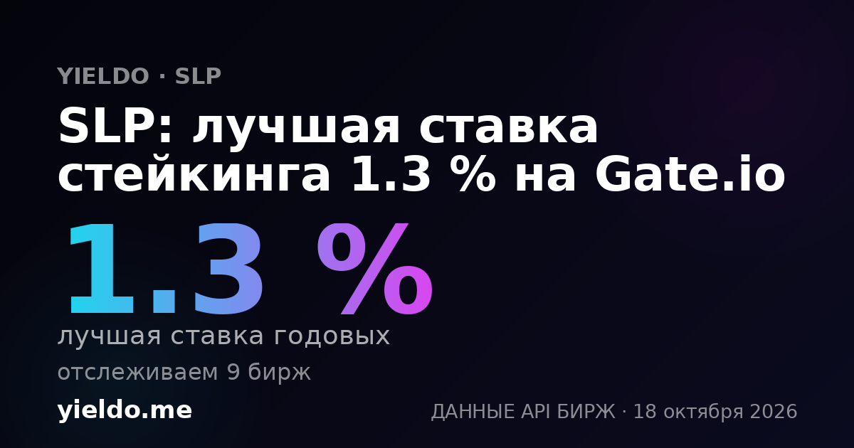 SLP: лучшая ставка стейкинга 1.2 % на Gate.io