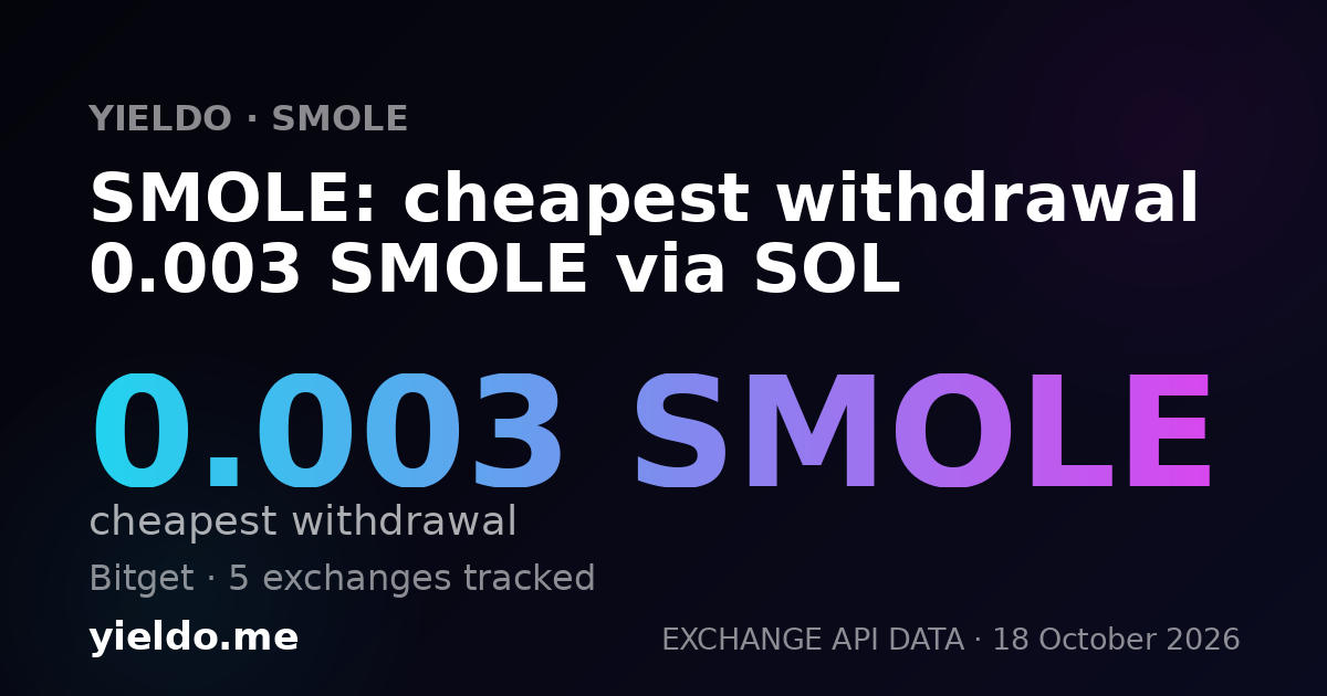 SMOLE: cheapest withdrawal 0.003 SMOLE via SOL