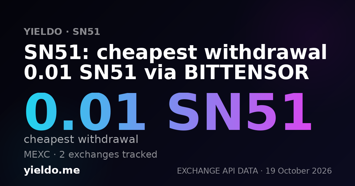 SN51: cheapest withdrawal 0.01 SN51 via BITTENSOR