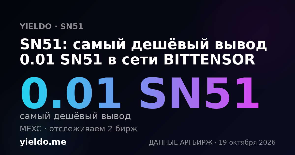 SN51: самый дешёвый вывод 0.01 SN51 в сети BITTENSOR
