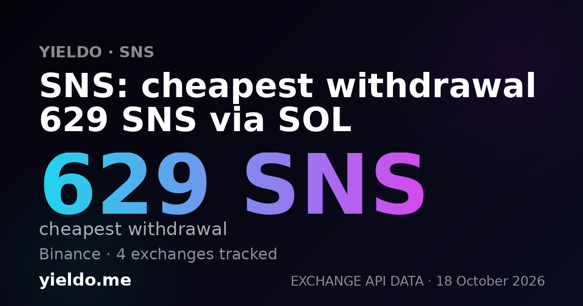 SNS: cheapest withdrawal 629 SNS via SOL