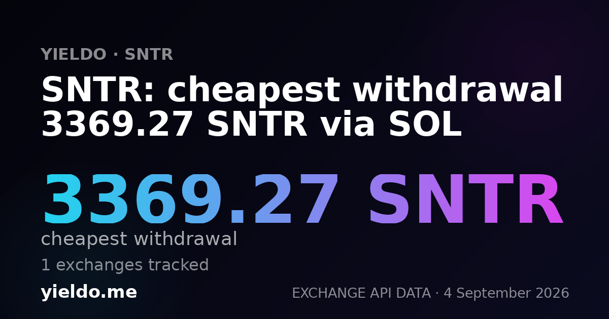 SNTR: cheapest withdrawal 3032.14 SNTR via SOL