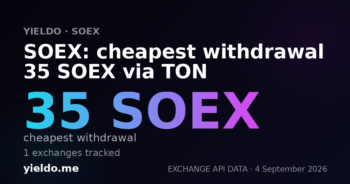 SOEX: cheapest withdrawal 35 SOEX via TON