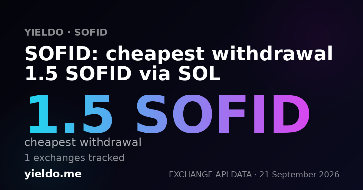 SOFID: cheapest withdrawal 1.5 SOFID via SOL