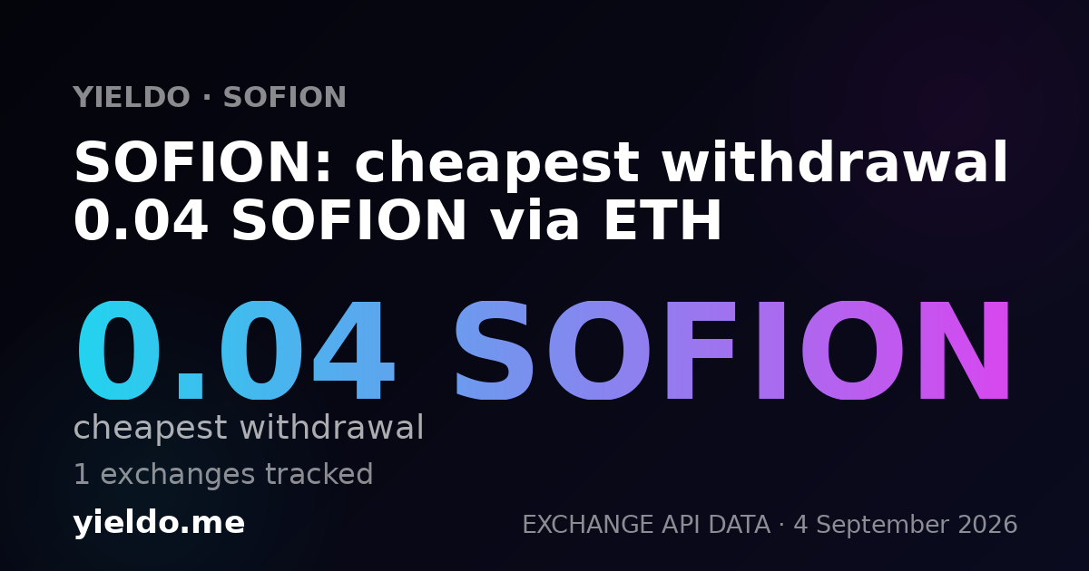 SOFION: cheapest withdrawal 0.04 SOFION via ETH
