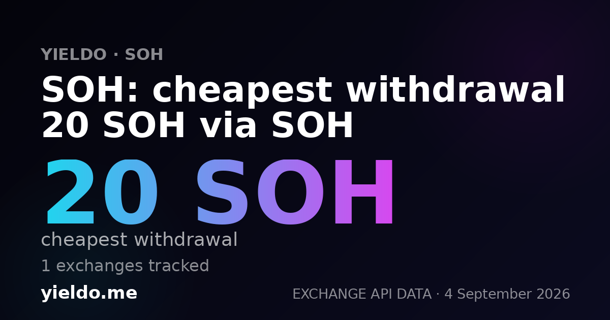 SOH: cheapest withdrawal 20 SOH via SOH