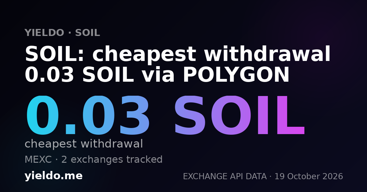 SOIL: cheapest withdrawal 0.03 SOIL via POLYGON