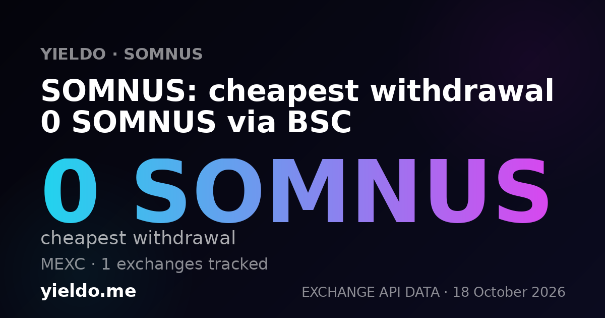 SOMNUS: cheapest withdrawal 0 SOMNUS via BSC